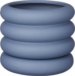 Mica Decorations Ilse Bloempot Met Schotel - H16 X Ø18,5 Cm - Keramiek - Blauw