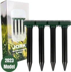 Jork - Mollenverjager - Mollenverjager Op Zonne Energie - Mollenbestrijding - Muizenverjager - Muizenval Diervriendelijke - 4 Stuks - Diervriendelijk - Zonne Energie - Waterdicht - V2 - 2023 Model