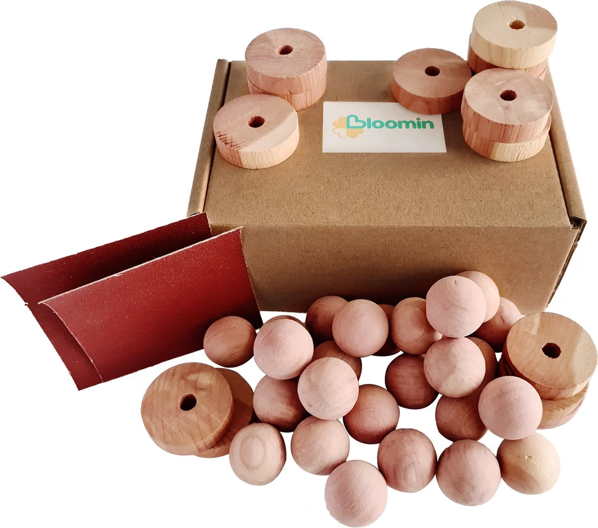 Bloomin Mottenballen - 40 Stuks + 2x Schuurpapier - Cederhout Tegen Motten - Mottenval - Motten Bestrijden - Anti Motten - Afbeelding 2