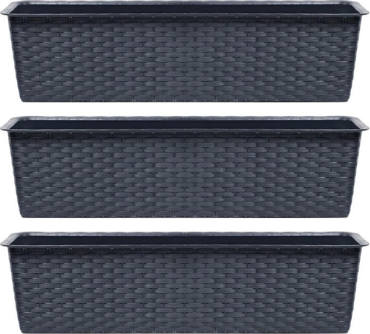Merkloos 4x Ratolla Rotan Plantenbak/bloembak Antraciet 6.3 Liter - Tuin Decoraties