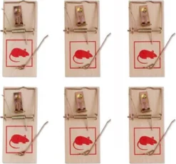 Merkloos Houten Muizenvallen 6 Stuks - Muizenklemmen - Voor Binnen En Buiten - 100% Pakkans - Muizenverjager - Zonder Muizengif