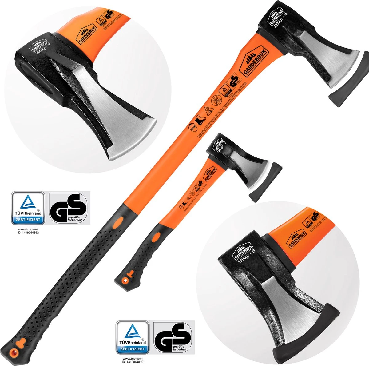 Merkloos Kliefhamer 3kg En Hakbijl 37cm Met Fiber Steel - Set Van 2 Stuks - Afbeelding 2