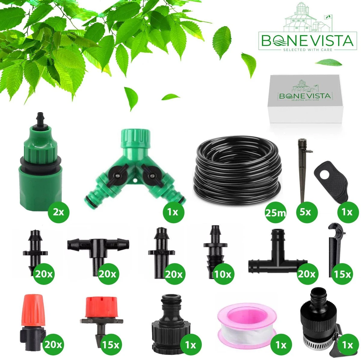 Bone Vista® 155 Stuks Water Druppelslang Irrigatiesysteem Tuin – Bewateringssysteem & Druppelsysteem - Afbeelding 2