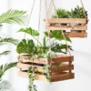 Merkloos Plantenhanger 30x15x15cm | Houten Krat | Handgemaakt | Planten-houder / Hang-plant | Planten Accessoires | Hout |