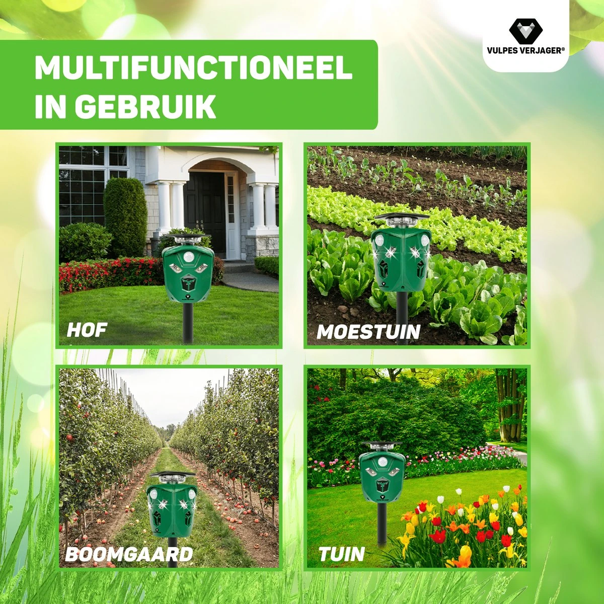 Vulpes Verjager® Ultrasone Kattenverjager Op Zonneenergie - Kattenschrik - Marterverjager - Waterdicht, 360° Bescherming & 20m Bereik - Afweermiddel Voor Vogels, Katten, Muizen Etc. - Afbeelding 8