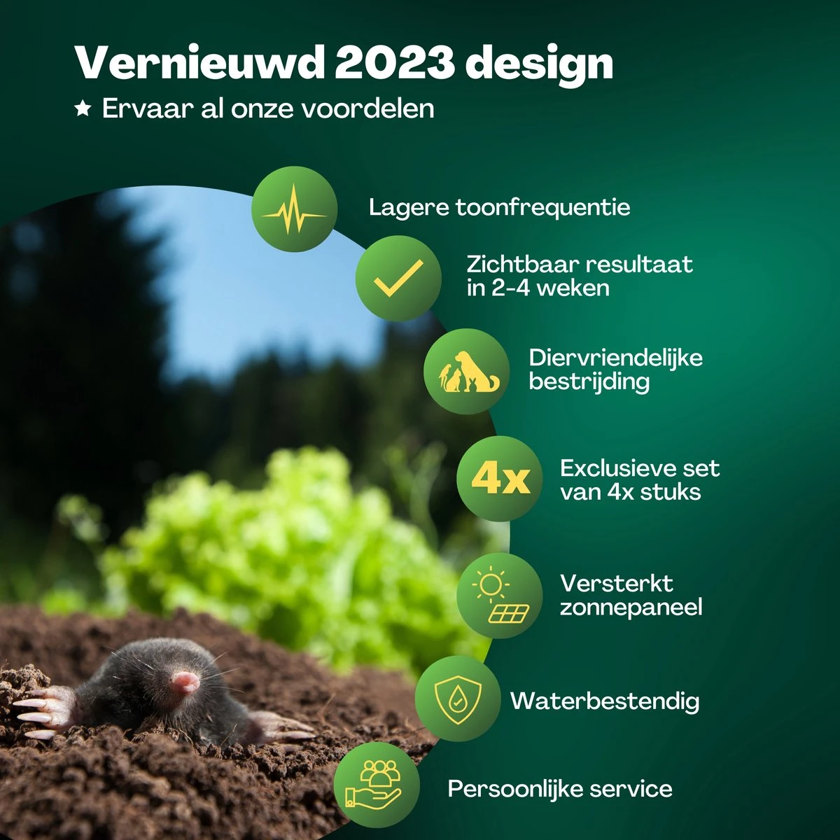 Vulpes Verjager® Mollenverjager - 4 Stuks - Muizenverjager - Mollenbestrijding - Werkt Op Zonne-energie - Waterdicht - Diervriendelijk - Strakke Tuin, Gazon Of Perceel! - Afbeelding 6