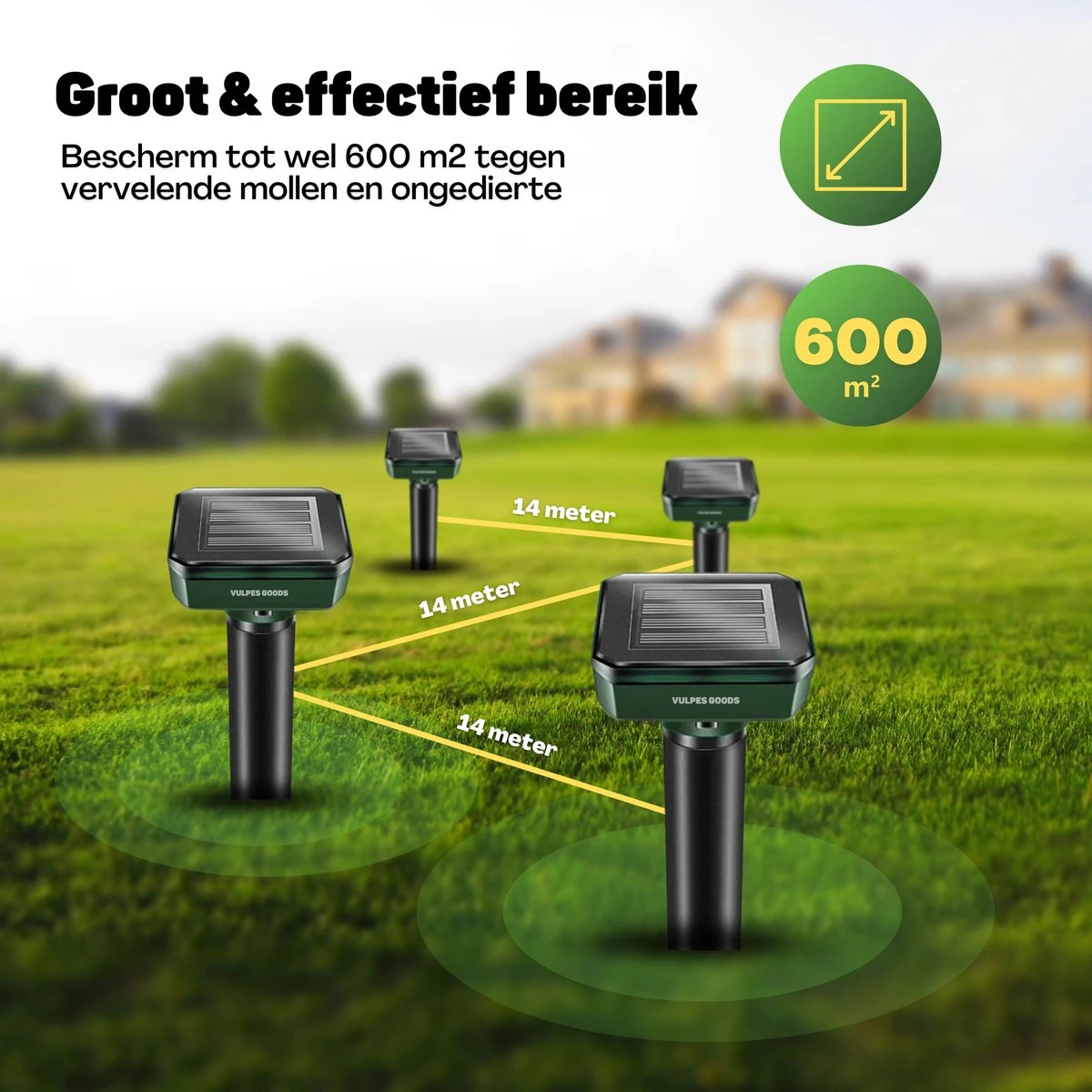 Vulpes Verjager® Mollenverjager - 4 Stuks - Muizenverjager - Mollenbestrijding - Werkt Op Zonne-energie - Waterdicht - Diervriendelijk - Strakke Tuin, Gazon Of Perceel! - Afbeelding 10