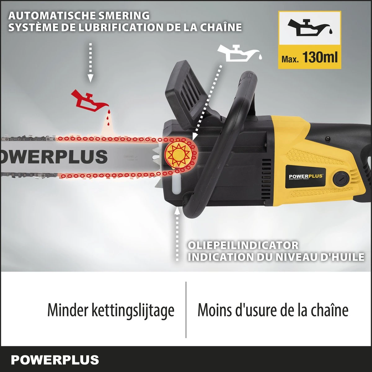 Powerplus POWXG1009 Elektrische Kettingzaag - 2400W - Zwaardlengte 400mm - Automatische Kettingsmering - Incl. 1x Ketting En 1x Zwaard - Afbeelding 2
