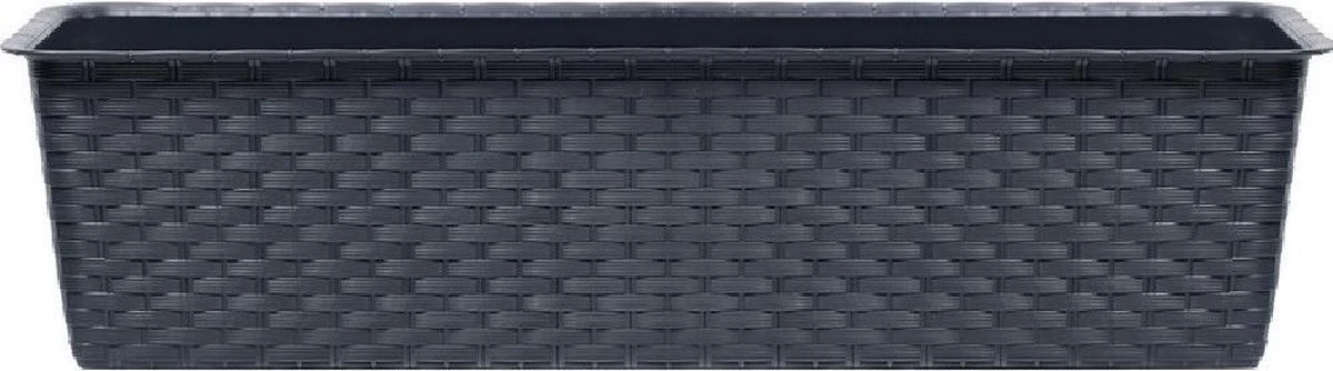Merkloos 4x Ratolla Rotan Plantenbak/bloembak Antraciet 6.3 Liter - Tuin Decoraties - Afbeelding 2