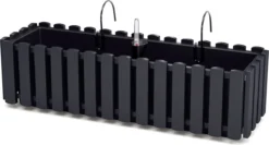 Prosperplast Fence-look Ophang Plantenbak/bloembak Kunststof 58 X 18 X 16 Cm Antraciet Grijs Met Handige Droogtemeter Voor Binnen/buiten