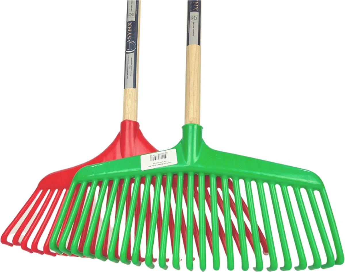 Synx Tools Gazonhark Bladhark 23 Tanden Hark - Harken - Grashark- Gazon - Kunststof Blauw/groen -Met Steel 120cm - Afbeelding 5