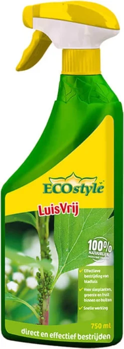 ECOstyle LuisVrij Bladluizen Bestrijdingsmiddel Voor Sierplanten, Groente En Fruit - 100% Plantaardig , Snel En Effectief - Bestrijdt Insecten, Luizen En Witte Vliegen - 750 ML
