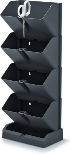 Prosperplast Verticale Kruidentuin Kunststof - Staand/hangend - Modulair - Antraciet Grijs - L 20 X B 11 X H 48 Cm - Incl. Kruidenschaar