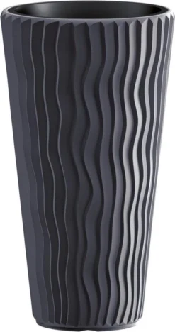 Bloempot Buiten Hoog Rond Sandy Slim 40cm ANTRACIET Prosperplast