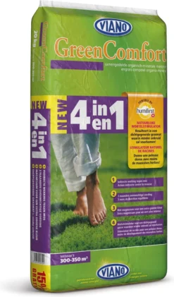 Viano Nieuwe 4-in-1 20kg: Voorkomt Mos En Onkruid In Het Gazon