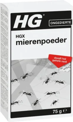 HGX Mierenpoeder - NL-0017904-0002 - 75gr- Bestrijdt Het Gehele Nest - Werkt Binnen Een Uur - Voor Buiten