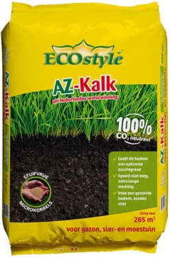 ECOstyle AZ Kalk Micro Korrel – Voor Gazon, Sier- En Moestuin - Corrigeert Zuurgraad Direct En Langdurig - Werkt Tegen Mos - CO2-Neutraal – 265 M² - 20 KG