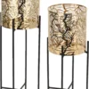 Set Van 2x Stuks Plantenpotten Goud Op Metalen Standaard 35 Cm En 45 Cm Hoogte