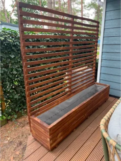 AMISHOUT - Plantenbak Met Klimrek 200x40x40 (180) Cm - Bruin